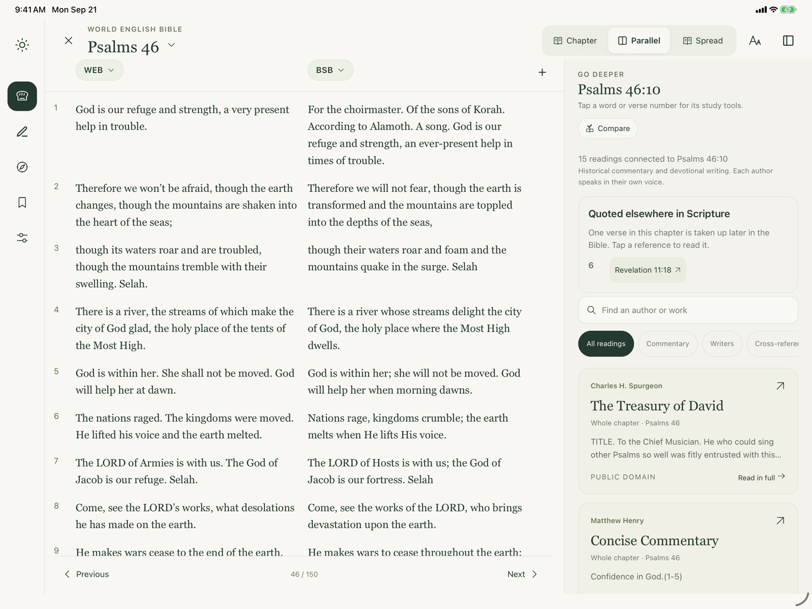 Psalm 46 in two editions side by side.